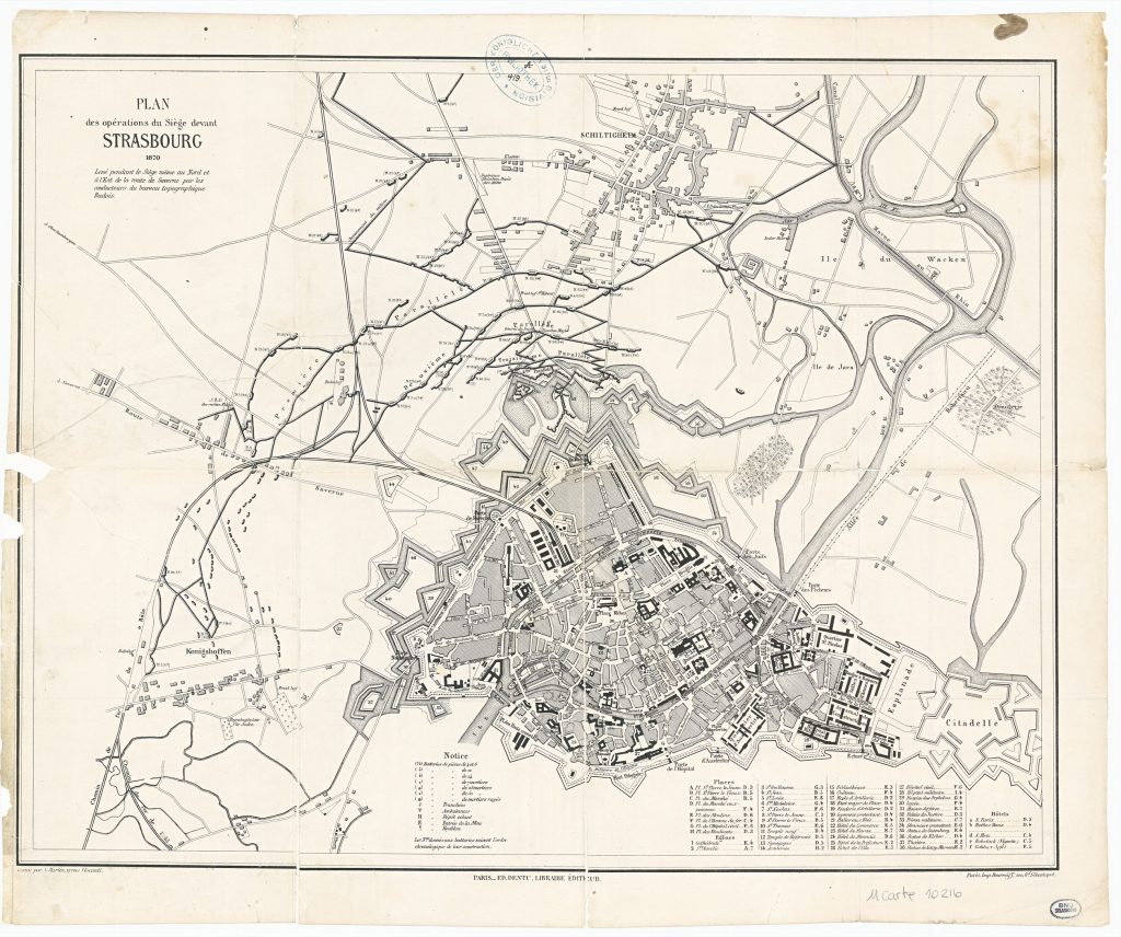 Plan de défense de la ville de Strasbourg en 1870.